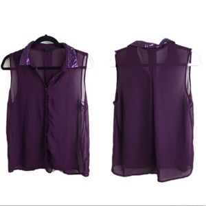 Purple short sleeve blouse